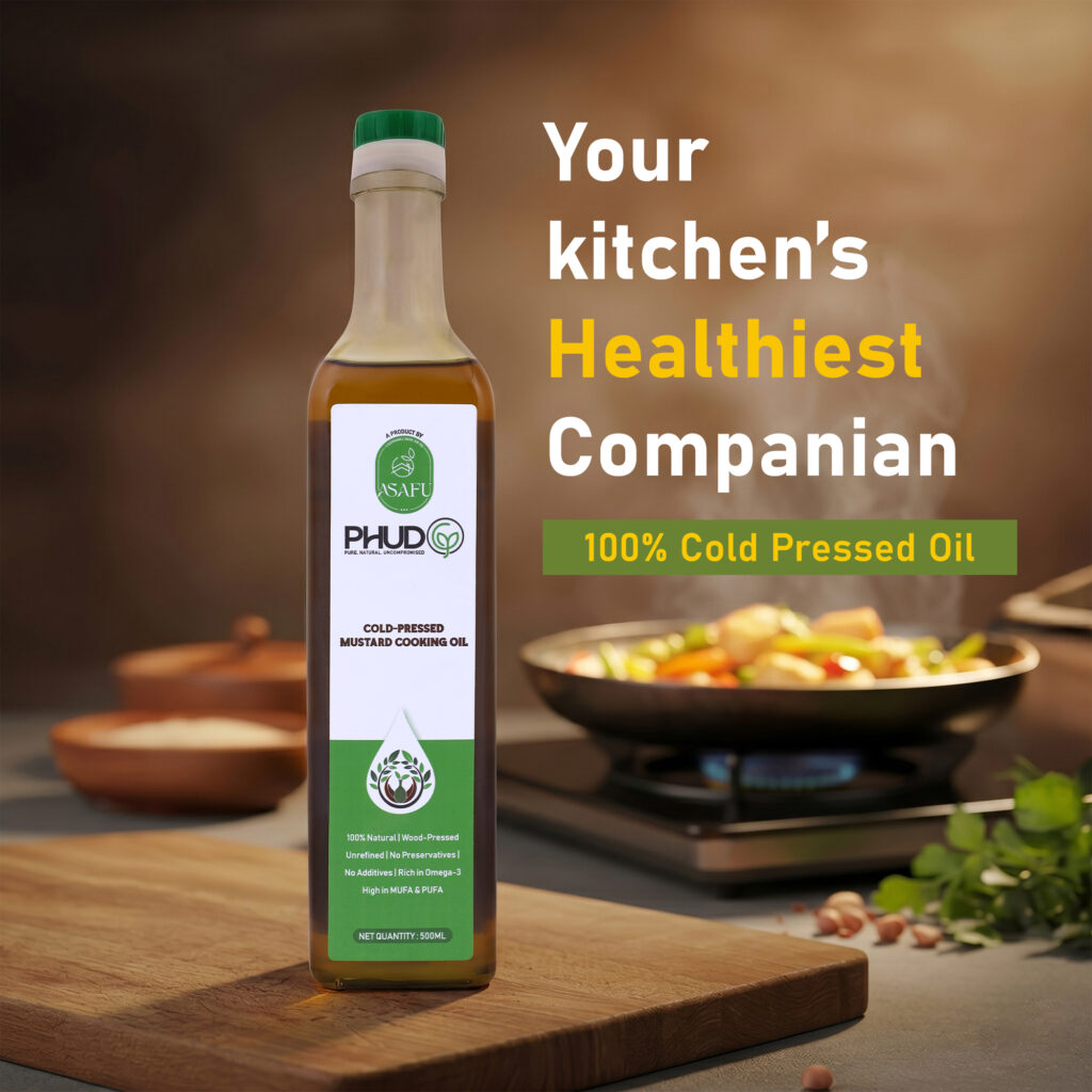 Authentic mustard oil produced through slow traditional extraction
