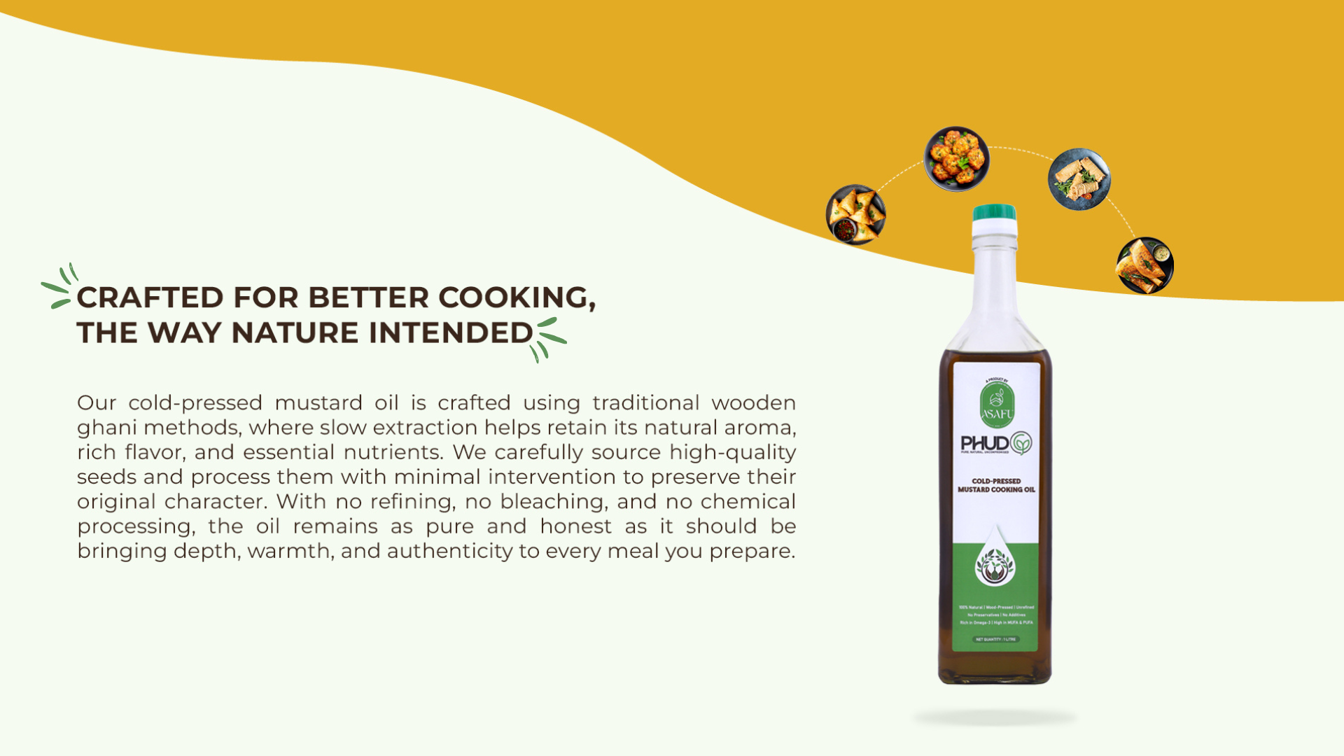 Healthy home cooking with premium cold-pressed mustard oil