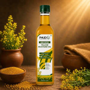 Asafu PHUDG Cold Pressed Yellow Mustard Oil 1l | 100% Pure, unrefined and cold pressed | Wooden Ghaani